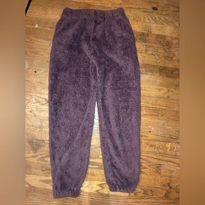 Purple fuzzy sweatpants
